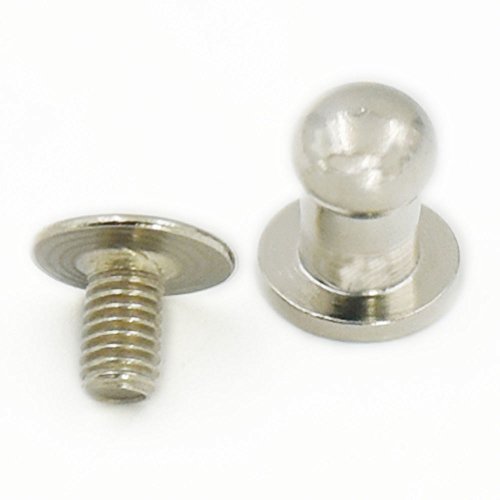 50 Sets 5mm 1/4" Head Button Brass Stud Screwback Screw Back Spots for Leather Rivet Nickel