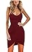 Zalalus Women's Bodycon Cocktail Party Dresses Deep V Neck Backless Sexy Summer Short Casual Club Sundress Above Knee Length Sleeveless Wine Red X-Large