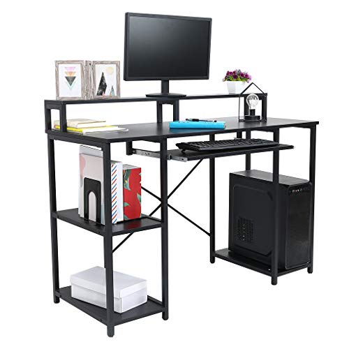 Computer Desk With Storage Shelves/Keyboard Tray/Monitor Stand Study