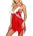 klier Women Christmas Lingerie Lace Babydoll Chemises Santa Teddy Bodysuit Set V Neck Underwear Red Nightwear