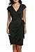 Women's Classic Cap Sleeve V-Neck Draped Tie-Belt Cocktail Wrap Dress Black XX-Large