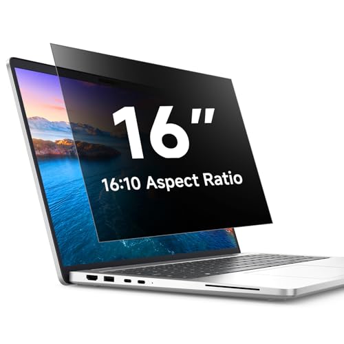 STARY Laptop Privacy Screen 16 Inch Removable, 16:10 Aspect Ratio Anti Spy Blue Light Glare Laptop Privacy Shield for Dell/Hp/Acer/Lenovo/ThinkPad/Samsung/Asus/Sony