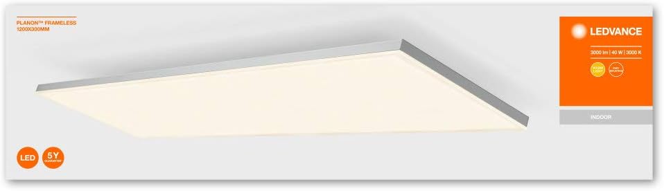 LEDVANCE Panel for Ceiling | PLANON Frameless / 40 W | Beam Angle: 110 | Warm White | 3000 K | Aluminum | IP20 - Image 3