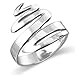 Sterling Silver Modern Style Wave Smoke Funky Swirl Ring - Size 9