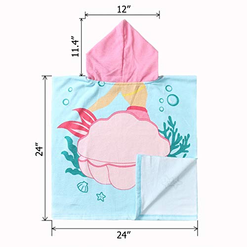 NovForth Kids Hooded Beach Towel for 1-6 Years Girls Baby Toddler,Use for Bath,Swimming,Pool and Beach Holiday,Soft Microfiber Strong Absorbent