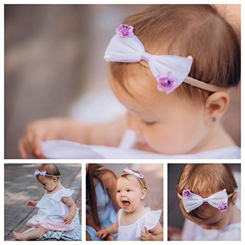 image for Small Smile Baby Girl Headbands - Fabric Newborn Headbands Serve as Ba