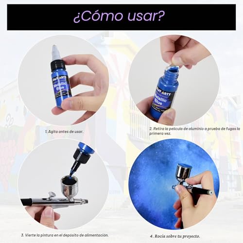 HOMY ARTY Airbrush Paint, 54 Colors Acrylic with 6 Airbrush Thinners, Water-Based, Airbrush Paint for Metal, Plastic Models, Canvas