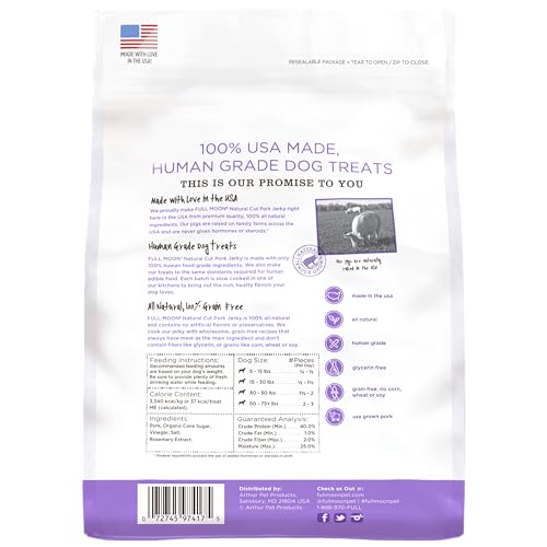 FULL MOON NATURAL CUT PORK JERKY HEALTHY ALL NATURAL DOG TREATS HUMAN GRADE GRAIN FREE 10 OZ