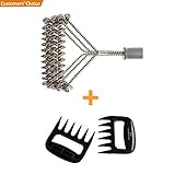 Grill Brush Bristle Free-Triple Rows, Stainless Steel, Durable, Rust Resistant, 18”, Safe For Porcalein, Seramic And All BBQ Grates, Safe Scraper, Barbecue Cleaner,Bonus Meat Handler Tool