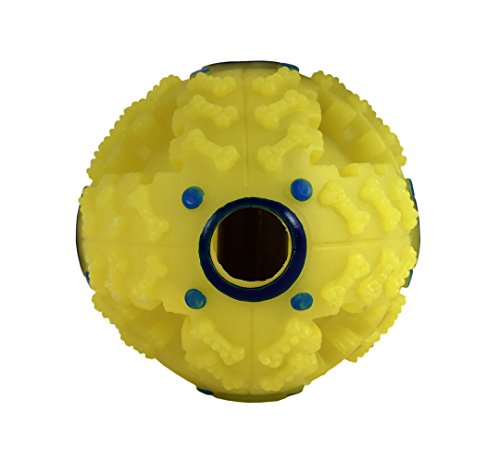 KINREX Food Dispenser for Dog and Cat - Interactive Dog Toys - Funny Dog Puzzle - IQ Treat Ball - Yellow 4"
