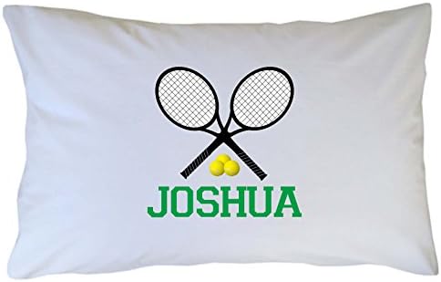 Tennis Racket Pillow Case - Great for Boys, Girls, Kids or Adults. Custom Tennis Rackets and Ball Pillowcase by One Whimsy Chick - Great for Birthday Gift, Holiday, Christmas, Party Favor
