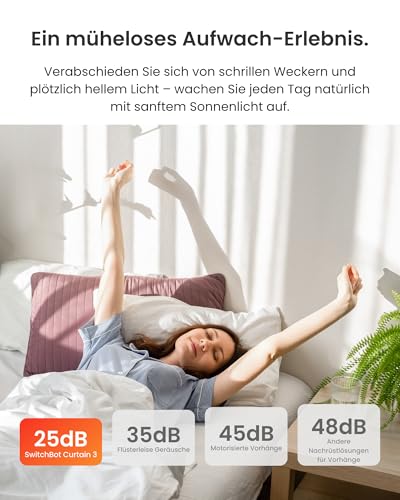SwitchBot Smart Automatischer Vorhangöffner - Bluetooth Fernbedienung mit App/Timer, Aufgerüsteter Hochleistungsmotor, Kompatibel mit Matter/HomeKit (SwitchBot Hub 2 erforderlich) (Curtain 3, Rod)