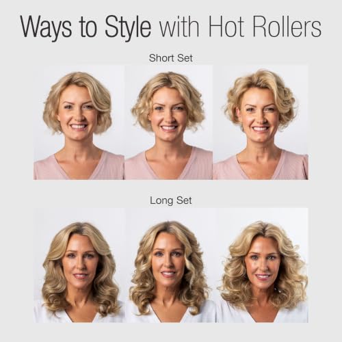 CALISTA Tools Ion Hot Rollers Long Set, Hot Rollers for Long Hair with Fusion Technology, Hair Rollers for Voluminous Curls & Waves, Fast Heating Curlers with Claw Clips,12 Piece Set, Pink Sands