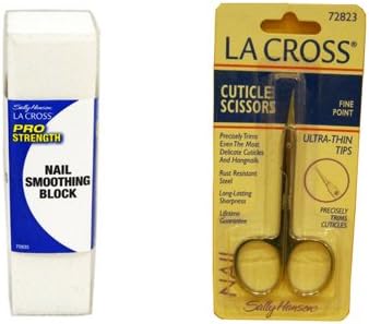 Toenail Scissors Cuticle Scissors Ultra Thin Tips By La Cross with Bonus offer 3 Free Nail Buffer Block