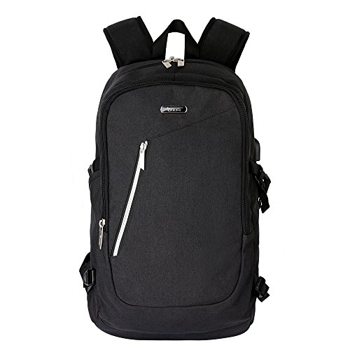 OXA Backpack for Laptops Up to 15.6 , with USB Charging Port and Lock, Travel Backpack Casual School Backpack, Black