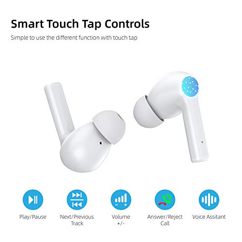 Wireless Earbuds, GAMURRY Bluetooth 5.0 Wireless Headphones with Fidelity Sound,Smart Touch Control, IP67 Waterproof, 25Hrs Playtime with Type-C Stereo in-Ear Earphones Built-in Mic for Sport