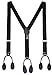 Marino Mens Elastic Fashion Suspenders 1.25 Wide with Genuine Leather Double Button Loops, and Polyester Bow Tie Set