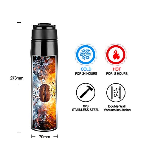 i Cafilas The Original Portable French Press Stainless Steel Coffee Maker Premium Vacuum Insulated Travel Mug Hot & Cold Brew French Presses With Cleaning Brush For Father's Day Gift(12 oz) - Thumbnail 7