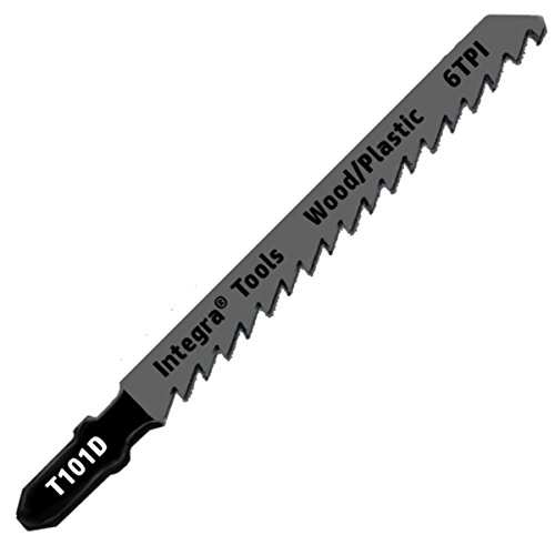 INTEGRA Tools T101D T-Shank 20 Piece Contractor Jigsaw Blade Set with storage tube. Made with Metal. Blades optimized for cutting Wood, PVC, and Plastic.