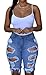 roswear Women's Ripped Denim Mid Rise Stretchy Bermuda Shorts Jeans Light Blue XL