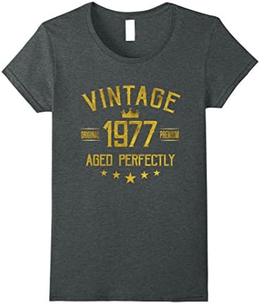 Womens Vintage 1977 T-Shirt 40 years old B-day 40th Birthday Gift XL Dark Heather