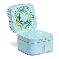 IFELISS 2 in 1 Portable Mini USB Fan Humidifier Ultrasonic Cool Mist Humidifier with Personal Fan for Home Bedroom Desk Office Travel-3 Speed Wind & 7 Colors Light Changing (Blue)