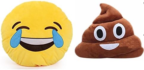 POOP AND LAUGHING CRYING EMOJI PILLOW SET