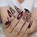 CoolNail Rose Hot Red Nail Long Sharp Head Fake Nails 24-Pcs Rose Red Color Curved False Nail Full Designed Nails valse nagels