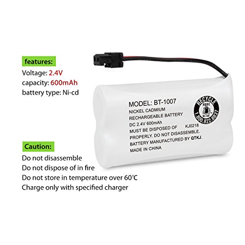QTKJ BT-1007 BBTY0651101 Cordless Phone Battery for Uniden BT1007 BT904 BT-904 BT1015 BBTY0460001 BBTY0510001 BBTY0624001 BBTY0700001 DCX150 DECT1500 D1484 Panasonic HHR-P506 HHR-P506A (3-Pack) - Thumbnail 3