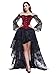 Kimring Women's Steampunk Victorian Elegant Off Shoulder Overbust Corset Dress Skirt Set With Lace Long Sleeves Black/Red Medium