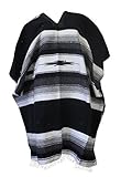 Del Mex Mexican Diamond Woven Eastwood Poncho (Black)