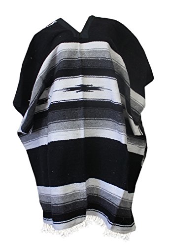 Del Mex Mexican Diamond Woven Eastwood Poncho (Black)