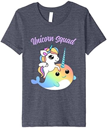 Kids Cute Unicorn Squad t-shirt with Unicorn and Narwhal buddy 10 Heather Blue