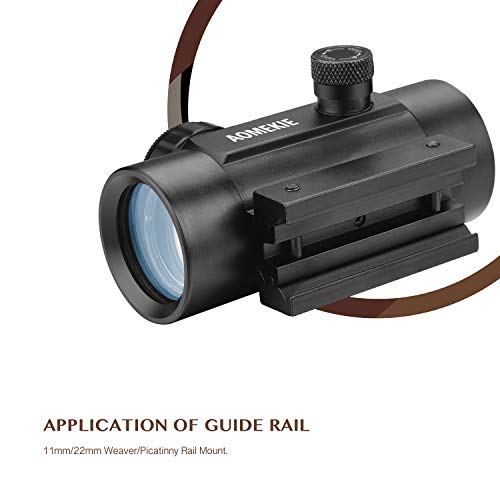 AOMEKIE Airsoft Red Dot Sight Scope Reflex Sight Rifle Scope 30mm Multi-Coated Lens with 22mm/11mm Weaver Picatinny Rail Mount for Hunting Shooting - Thumbnail 2