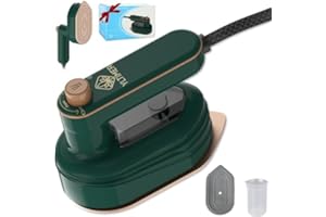 YLTIMER Portable Mini Travel Iron for Clothes, 180° Rotating Handheld Iron, 2 in 1 Small Size Ironing Machine for Dry and Wet Ironing for Business, Home, Fabric Wrinkle Remover（Dark Green)