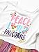 JoJo Siwa Girls' Little Peace Love Unicorns Tutu Dress with Tulle Skirt, White/Rainbow, SM-6/6x