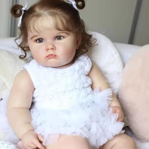 Bebê Reborn Boneca Menina Grandes 65cm Corpo de Pano (60cm Menina Olhos Azuis)