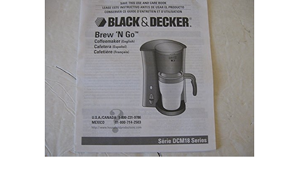 Amazon.com: Manual de instrucciones, guía del usuario, para Black \u0026 Decker,  Brew n Go, cafetera, una taza : Hogar y Cocina