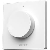 MiBOXER K1-W Rotating Switch Panel Remote, Wireless 2.4GHz LED On/Off &amp; Dimmer Wall Remote, Single Color Brightness Control, Magnetic Mount