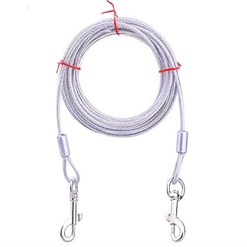 LALA LIFE Stainless Steel Tie-Out Cable/Leash for Dogs (Silver:15 feet)