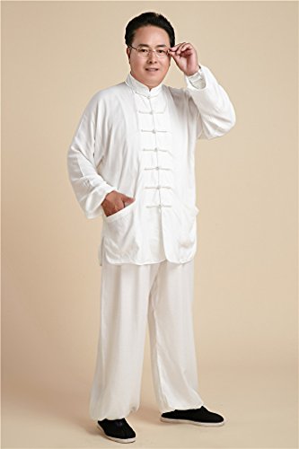 Shanghai Story Martial Arts Men's Tai Chi Uniform Cotton Kung Fu Suit(White,3XL)
