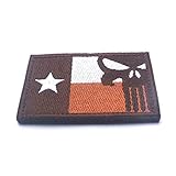 Backwoods Barnaby Texas Punisher Tactical Morale Patch w/Hook & Loop for molle Backpacks and Operator Hats (Texas Skull, Desert Coyote Brown, 2