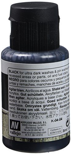 Vallejo - Wash FX | Black 35 ml. (1.18 fl.oz.) | Designed for Dark Vehicles | Visual Realism for Your Projects | Brush or Airbrush Use