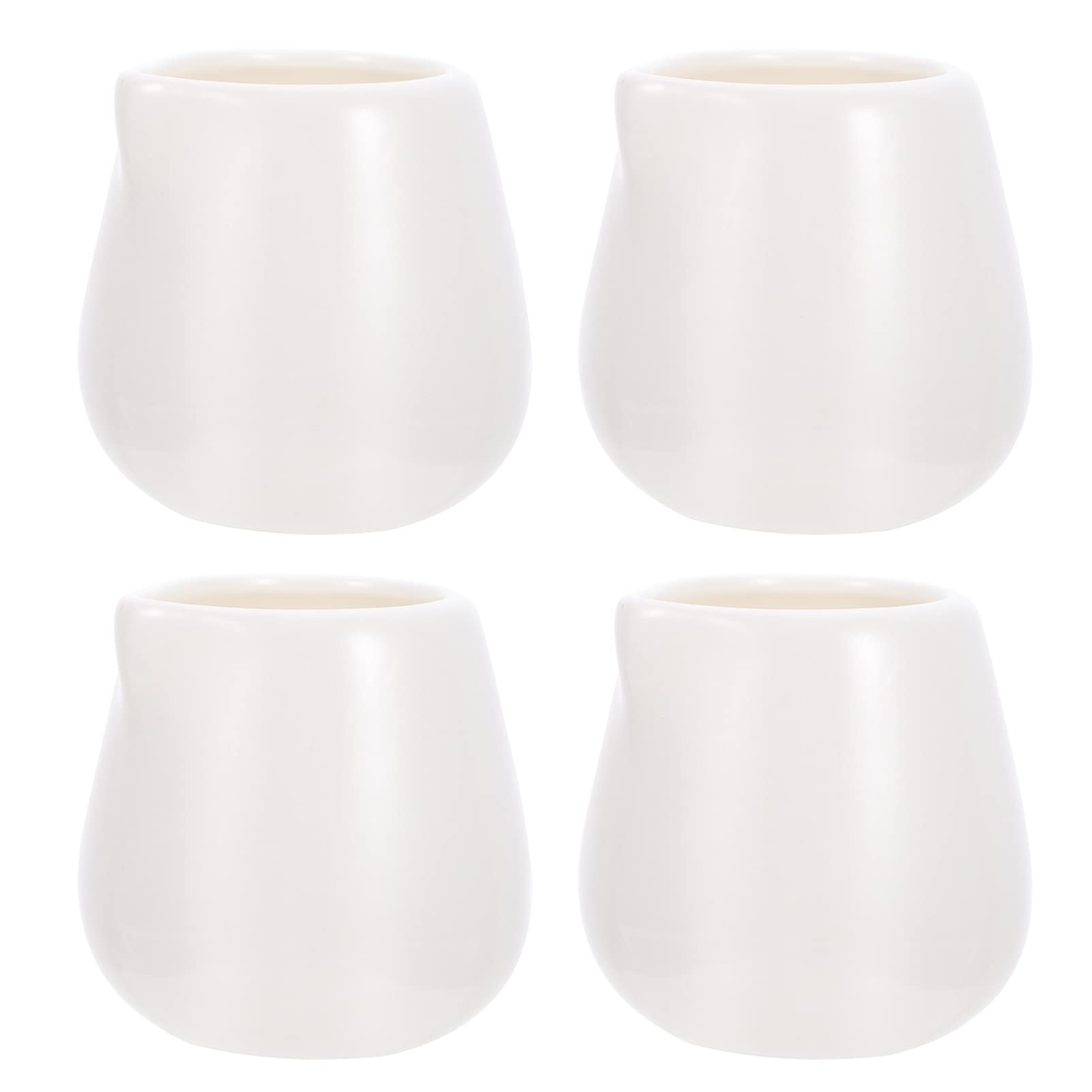 Cabilock 4 Pcs Ceramic Milk Jug, 90ml Mini Gravy Boat, Multipurpose Coffee Creamer Pitcher for Salad Dressings Broth Tomato Sauce Olive Oil Dispenser, Restaurants, White