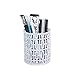 Crystallove Metal Carved Hollow White Pencil Holder