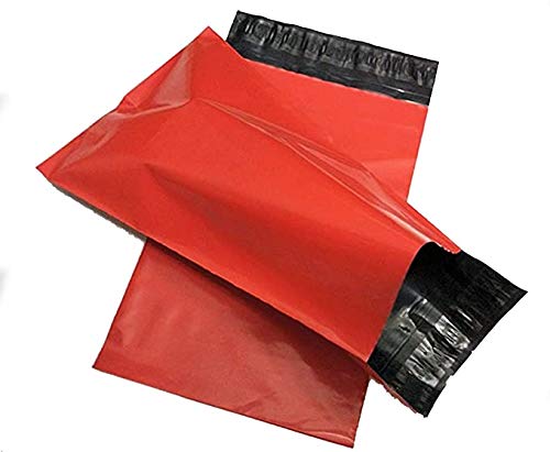 REALPACK® 100 x Red Plastic Poly Mailing Bags Envelopes Size 10" x 14" 250mm x 350mm+(40mm Lip) DVD Postal