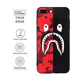 Kplvet iPhone 8 Plus 7 Plus Case,Ultra Soft Embossed Craft Non Faded Durable Slim Thin 5.5 Inches 8p 7p Case,Street Fashion iPhone-Case Designer Basic Phone Cover (Red Black ShaYu)
