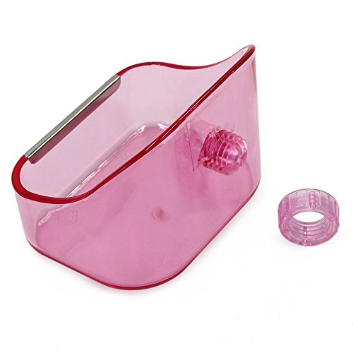 M-Aimee Plastic Cage Feeder Food n Water Hay Bowl Dish for Rabbit Guinea Pig Chinchilla Hamster Ferret (Pink)