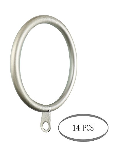 Meriville 14 pcs 2-Inch Inner Diameter Metal Curtain Rings with Eyelets (Set of 14, Pewter)