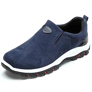 gracosy Men’s Hiking Trekking Shoes Suede Slip On Men Trainers Shoes Spring Summer Outdoor Sports Running Camping Sneaker Casual Walking Loafers Flat Non Slip Athletic Breathable Anti-Slip Shoes Size